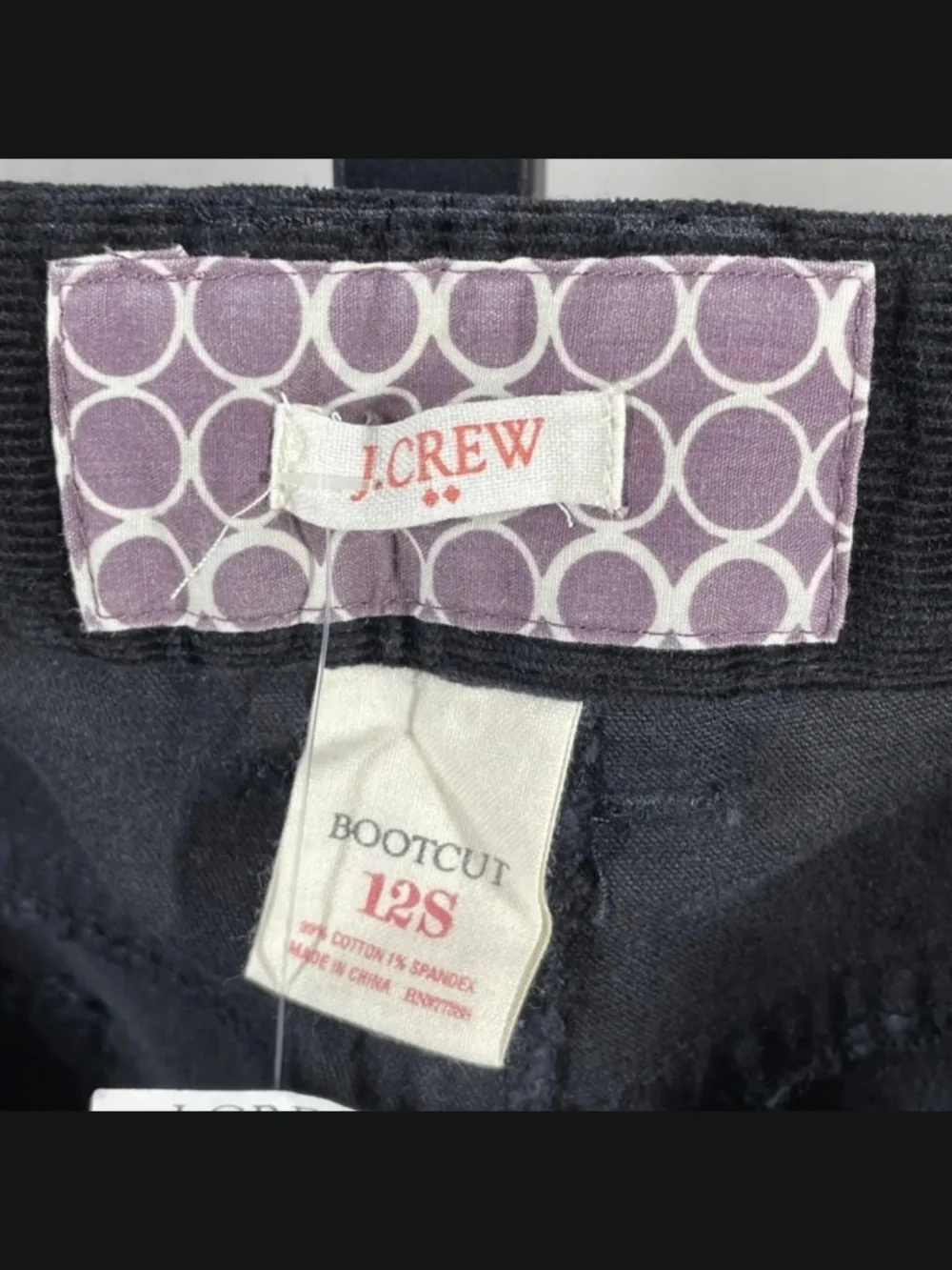 NEW J Crew Pants Womens 12 short black corduroy boot cut preppy casual